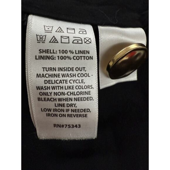 NEW H Halston black linen Cropped jacket Womens M Fab Gold Buttons - Picture 7 of 7